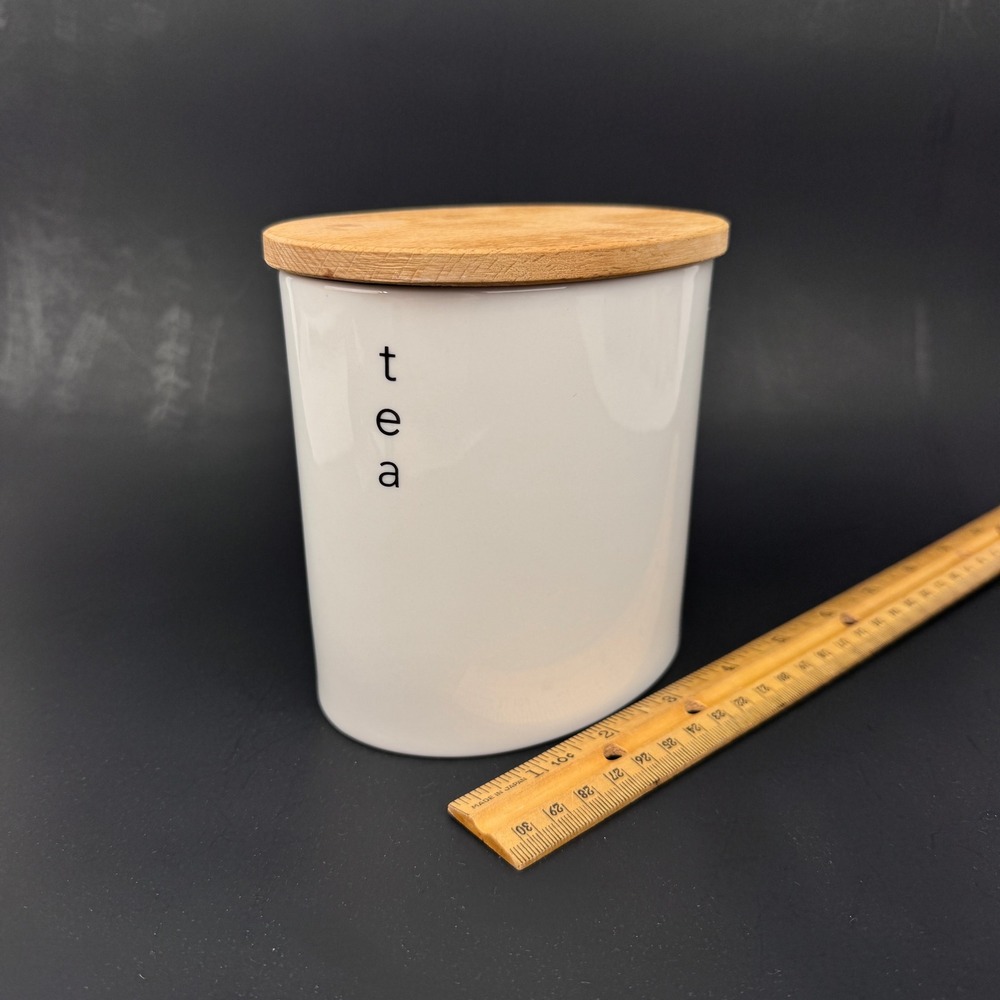 Rare Oval White Ovation Wade Ceramic Wood Lid Tea Vertical Writing Storage